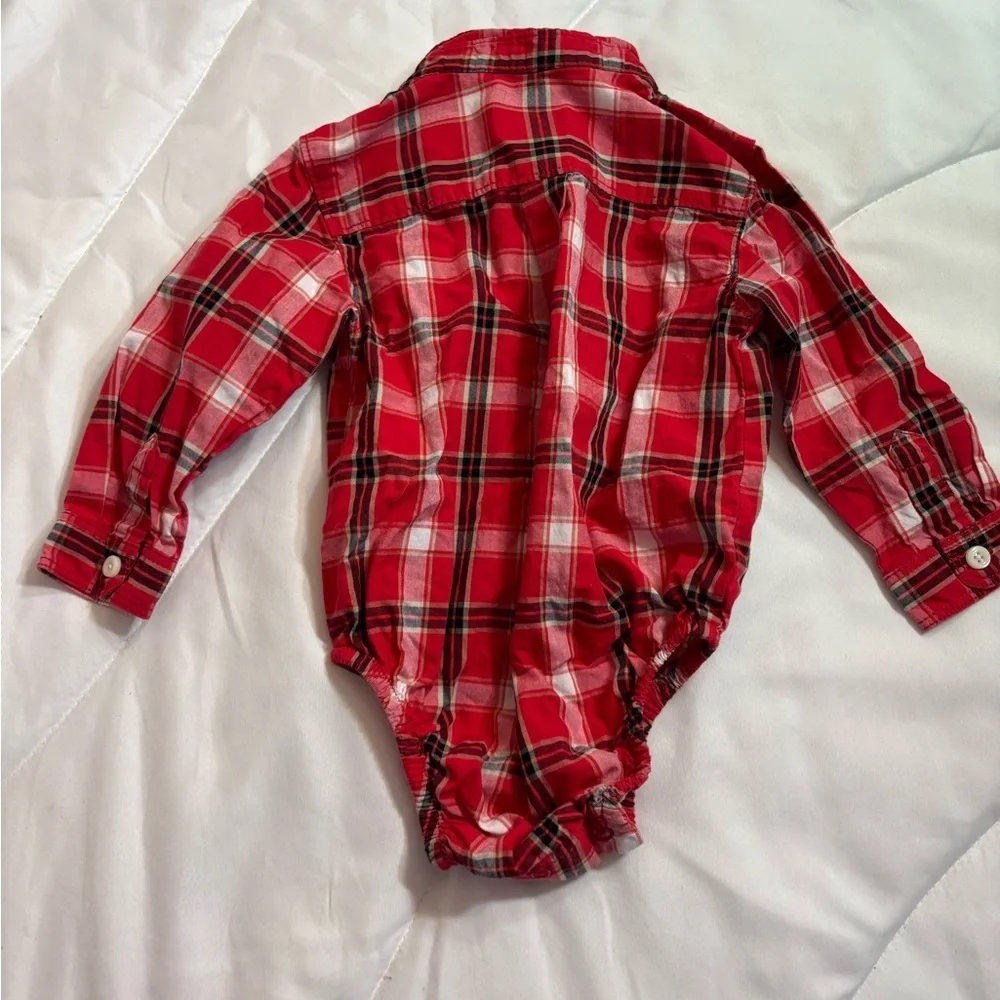 Gymboree Red Plaid Shirt button down with collar- 12-18 months